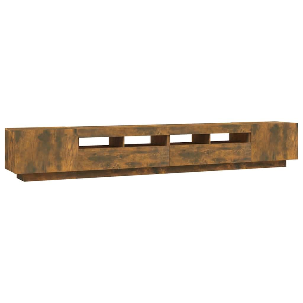 vidaXL Set Mobili TV 3pz con Luci LED Rovere Fumo in Legno Multistrato