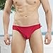 Mens Bikini Swimwear Solid Sexy Swim Briefs Elastic Fabric Bathing Suit Drawstring Low Rise Liner Swimsuit Men (2202 Red,L)