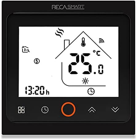 BecaSmart Series 002 5A LCD Touch Screen Boiler Heating Intelligent Programming Control Thermostat with WiFi Connection (Boiler Heating,Full Black(WiFi))