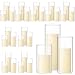 Shihanee 240 Pcs Pillar Candles and Glass Cylinder Vases Clear Cylinder Holders for Slim Pillar Candles Table Decoration (Ivory White)