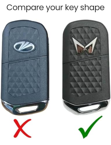 Image of TPU Car Key Cover Black & Golden Compatible for Mahindra Scorpio, Bolero, XUV700, XUV300, Thar, TUV300 Plus, XUV400 (Mahindra, 3 Button Flip Key New)