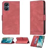 jioeuinly Case Compatible for Mobicell Mx2 Plus Phone Case Cover [with Tempered Glass Screen Protector] Flip Stand Cover PU Leather BF09 Wallet Case Red