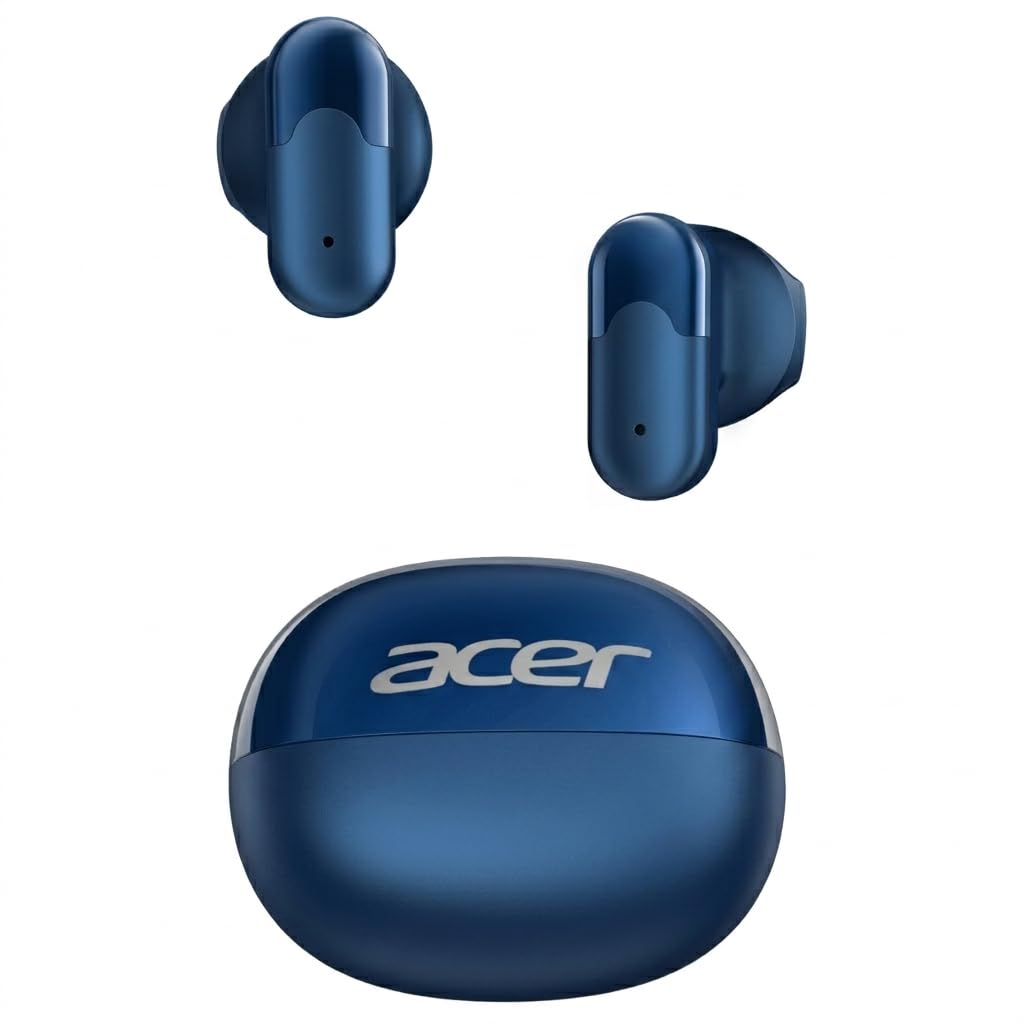 Acer Wireless Earbuds, Bluetooth 6.0 Headphones with 35H Playtime, 0.12oz Ultra-Light Ear Buds, 13mm Driver, Blue