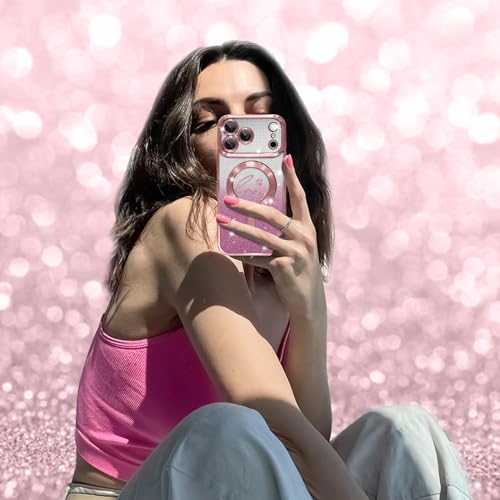 Image of ZIYE Magnetic Case Designed for iPhone 17 Pro Glitter Case-Pink
