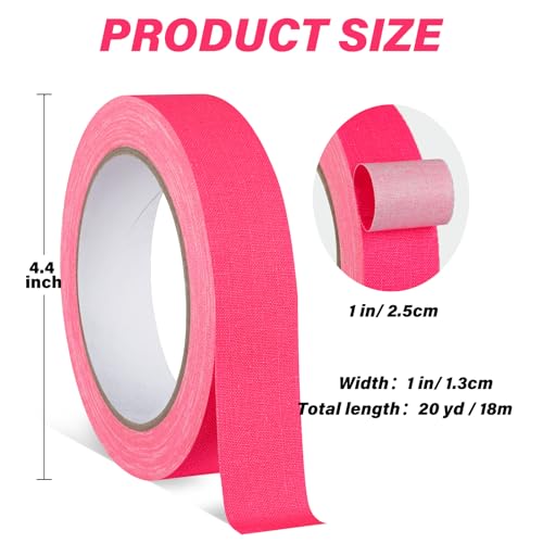 Image of GEYYANG Spike Tape, 1 inch x 20 Yards Pink Fluorescent Gaffers Tape, Black Light UV Reactive, Multipurpose Fluorescent for Stage Marking, Party and Art Crafts