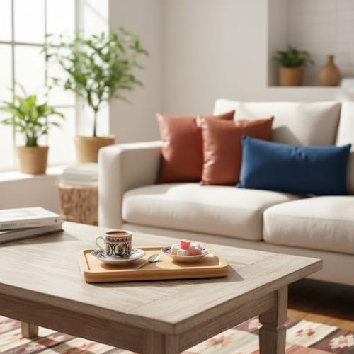 Doğal Ahşap Ayaklı Sunumluk ve Dekoratif Stand Koleksiyonu - Misket Ayaklı Banyo ve Mutfak Tezgah Üstü Düzenleyici Tepsi - Kahve ve İkram Sunum Yükselticisi (Model 4) - Görsel 3