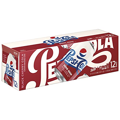 Pepsi Soda Shop Black Cherry Cola, Pack of 12, 144 Fl Oz