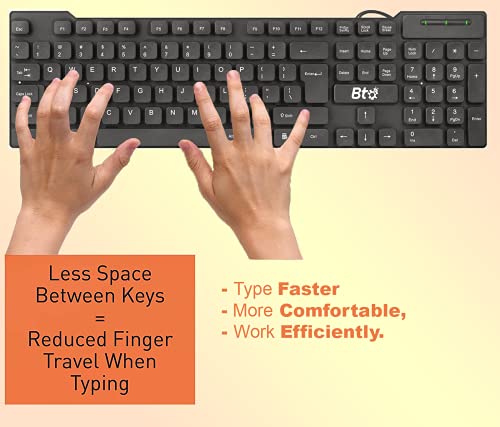 Bto Usb Wired Keyboard, 104 Keys With Numeric Pad, Anti Spill And Dust Proof, Slim And Flexible Design, Compatible With Laptop Notebooks, Desktops Pcs, Tablets, Towers, Windows 7, 8, 10, 11 #TOP1