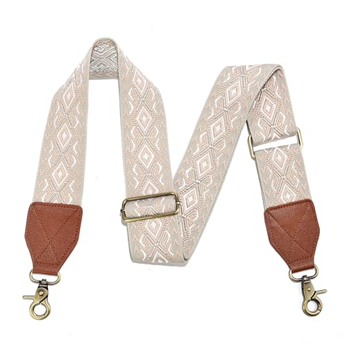 Image of LEMEDE Purse Strap,2 inch Leather End Shoulder Strap Adjustable Replacement,Retro Jacquard Multi-pattern Crossbody Bag Straps