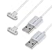 SMART TOUCH Charging Cable X2 For Smart Watch Models: GT88, GT68, KW08, KW18, KW88, KW98, KW99, KW28, FS08, GV68 & KW06. A 4 Pin Magnetic Suction USB Charging Cables [2 cables included] (white)