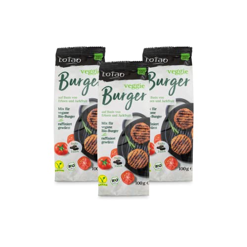 LOTAO Veggie Burger Dry Mix - 3x mélange sec végétalien pour burger, bio, 100 g | Nourriture végétalienne de qualité biologique | Plaisir sans compromis, simplement délicieux Cover