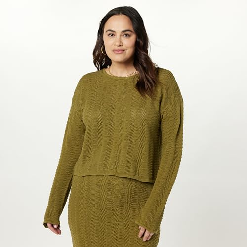 Image of The Drop Women's Makayla Crochet Drop-Shoulder Cropped Pullover