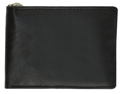 MARSHAL 100% Genuine Leather Bi-fold Money Clip Black #11623