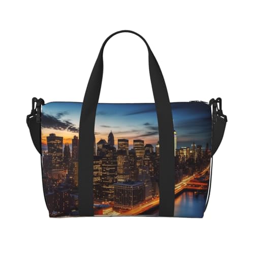 Travel Duffel Bag for Women, Large Shoulder Weekender Overnight Bag, Sport Gym Bag for Men, Carry On Tote Bags, New York City Scenery Luggage Bag for Travel Essentials