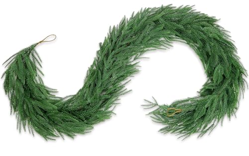 6FT Christmas Garland Real Touch Artificial Norfolk Pine Garland,Fake Green Plant Garland,Suitable for Holiday,Tabletop,Fireplace,Wall Decoration,Indoor and Outdoor Christmas Decoration