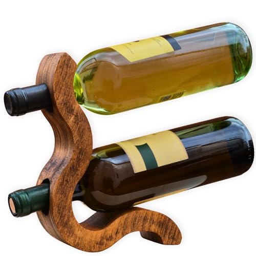 Lila Arte – Onda, Portabottiglie Vino in Legno Massello di Tulipier, Porta Bottiglie Design Artigianale Fatto a Mano in Italia, Idea Regalo per Amanti del Vino
