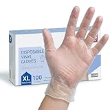 SOFTJOY 100 Pack Vinyl Disposable Gloves - Powder & Latex Free, Clear Vinyl Gloves for Cooking, Kitchen Prep (M, 100, Count)