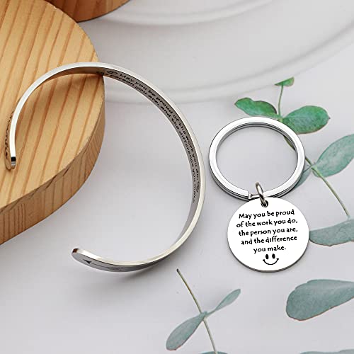 Pavityaksh Colleagues Bracelet Gifts Cuff Bracelets For Women Thank You Gifts,Coworkers Leaving Gifts Jewelry For Colleagues Boss Friends Farewell Bracelet Present (May You Be + Key Chains) #TOP2