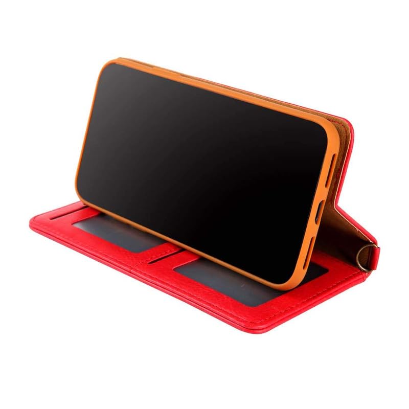 Image of Perkie Luxury Flipper Faux Leather Wallet Flip Case Kick Stand Magnetic Closure Flip Cover for iPhone 15 (Red)