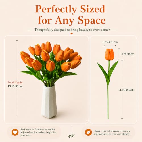 Image of Mandy's 20pcs Artificial Orange Tulips