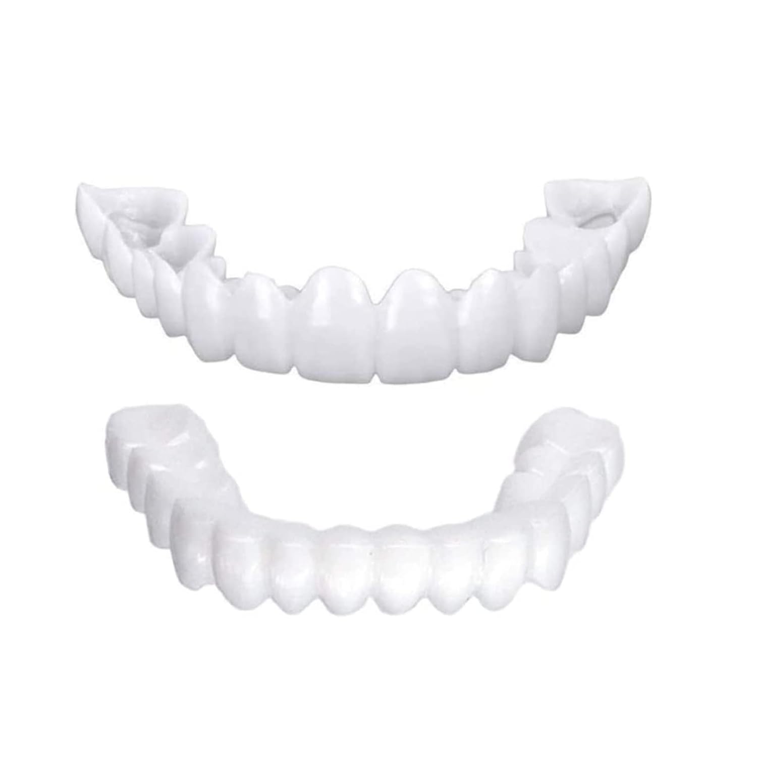 2 Pairs Instant Veneer Dentures Serrated Dentures Top Bottom Temporary Fake Cosmetic Teeth Straightening Braces Covering Whitening Restoration Kit for Men and Women : Health & Household