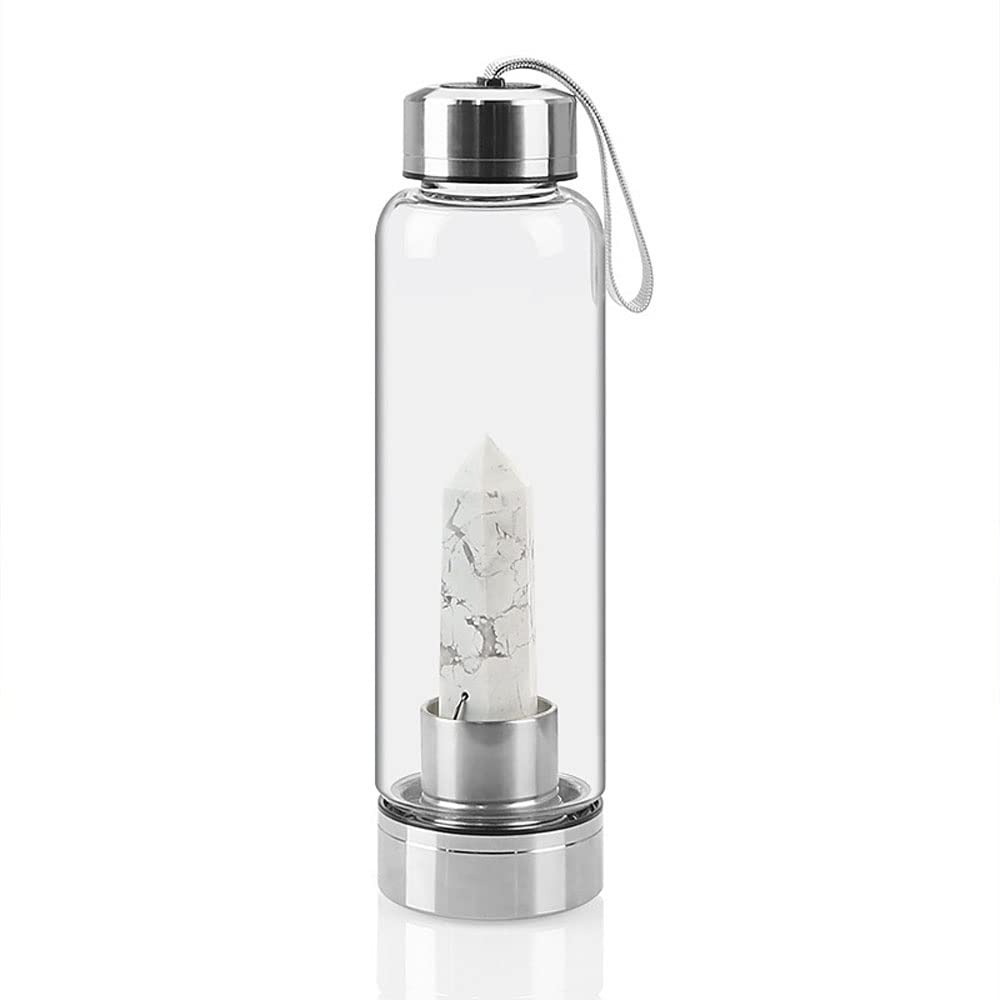Bouteille d'eau en cristal contre le stress, gourde en verre pour retrouver l'énergie