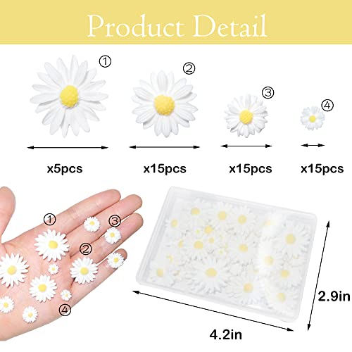 Haddiy Resin Daisy Flowers For Craft,50 Pcs Small Flatback White Decorative Daisy For Scrapbook Embellishment,Diy And Daisy Party Decorations-No Hole #TOP1
