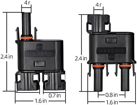 Trisinger PV Solar Connector Branch Waterproof 1000V 1500V Solid Copper Terminal 2/3Male 1 Female and 2/3 Female 1 Male (1500V 2 to 1)