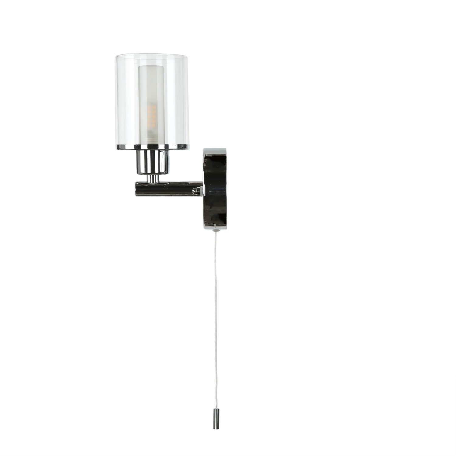 Licht-Erlebnisse Kleine Wandlampe mit Schalter Glasschirm IP44 H:17cm Jugendstil Wandleuchte Badlampe Spiegelleuchte