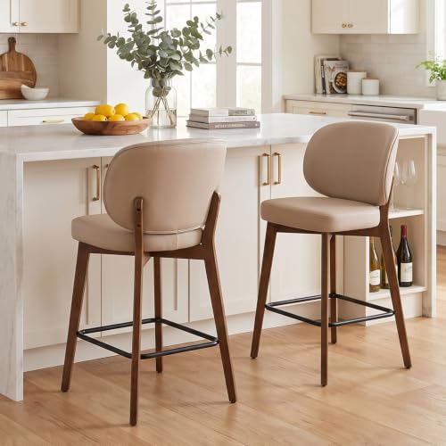 Image of YOUNUOKE Single Bar Stools, 26 inch Counter Height Bar Stools, Khaki