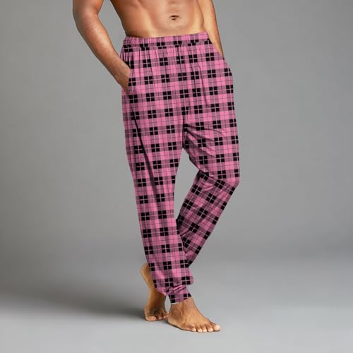 Mens Pajama Pants Stretchy Men Pants Straight Leg Drawstring Daily Lounge Comfortable Trousers With Pockets3