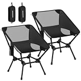 SONGMICS Chaises de Camping, Chaises de Plage Pliantes Hauteur Réglable, Structure en Acier, Supporte 150 kg, 2 Poches de Rangement par Siège, pour Voyages, Lot de 2, Noir GCB052BZ01