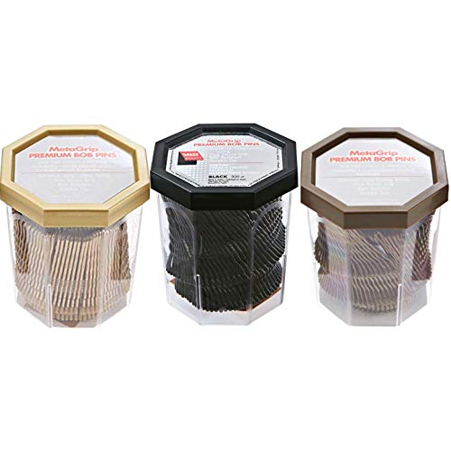 Meta-Grip Premium Bobby Pins ~ Hair Pins for Women, with 1 each of Bronze, Gold and Black Bobby Hair Pins with Storage Containers for your Hair Supplies