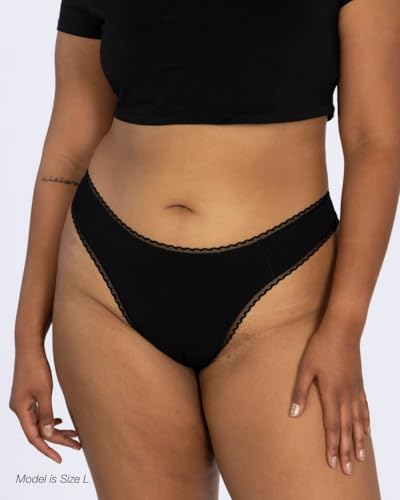 Organic Cotton Mid Rise Thong Underwear, 4 Pack4