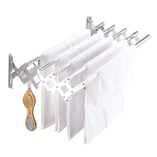 LLLD Balcony Stainless Steel Telescopic Durable Drying Rack Bathroom Folding Rustproof Wall Mount Clothes Drying Rack (Size : 60cm)