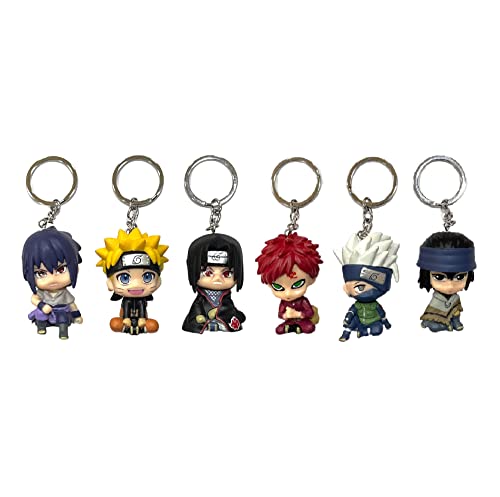 Image of AUGEN Naruto 6 Set Action Figure Keychain Limited Edition for Car, Decoration, Cake, Office Desk & Study Table (Pack Of 6 Pieces)