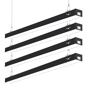 DAKASON 4FT Linkable LED Linear Light, 3000K/4000K/5000K CCT Selectable, 40W Replacing 120W, Commercial Linear Lighting Fixtures for Office, Dimmable Suspended Lighting for School, Market, 4 Pack