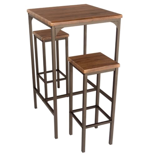 yelloo - Tavolo Bar con Sgabelli Alti, Penisola Cucina con Sgabelli, Angolo Bar per Casa, Tavolino Alto, Ideale per Birreria, Pizzeria, Arredare Casa con Stile (Viareggio - Tavolo + 2 Sgabelli)