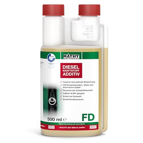 MATHY-FD Diesel-Pflege-Kraftstoffadditiv (500 ml) – hochwirksamer Diesel Systemreiniger - Kraftstoffstabilisator - Diesel Additiv - stetige Reinigung