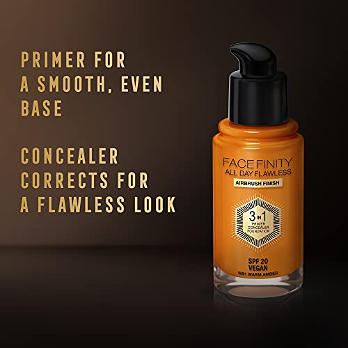 Max Factor Facefinity 3-In-1 All Day Flawless Liquid Foundation, Spf 20-91 Warm Amber, 30 Ml #TOP6