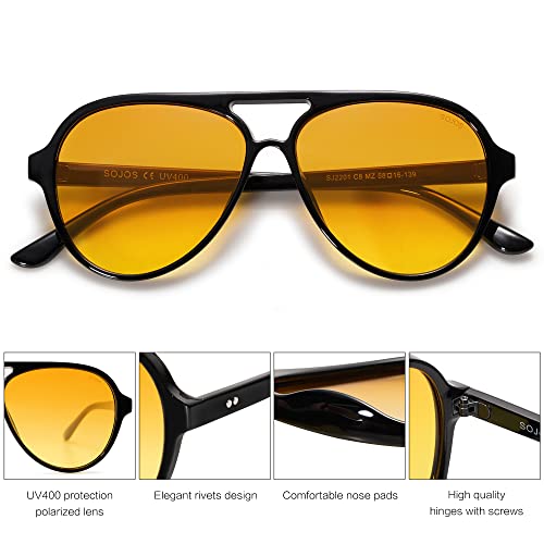 Image of SOJOS Classic Polarized Aviator Sunglasses for Women Men, Retro Trendy Aviators Shades SJ2201
