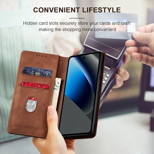 Image of Jasonyu Flip Wallet Case for Google Pixel 10A,Brown
