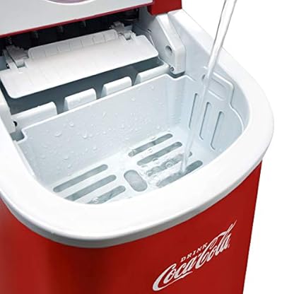 Salco Coca Cola Eiswürfelmaschine – Ice Maker mit 2 Eiswürfelgrößen – 12 kg Eiswürfel pro Tag – Retro-Design Rot – Tragbare Eiswürfelmaschine für Cocktails, Getränke & Partys – Bild 4