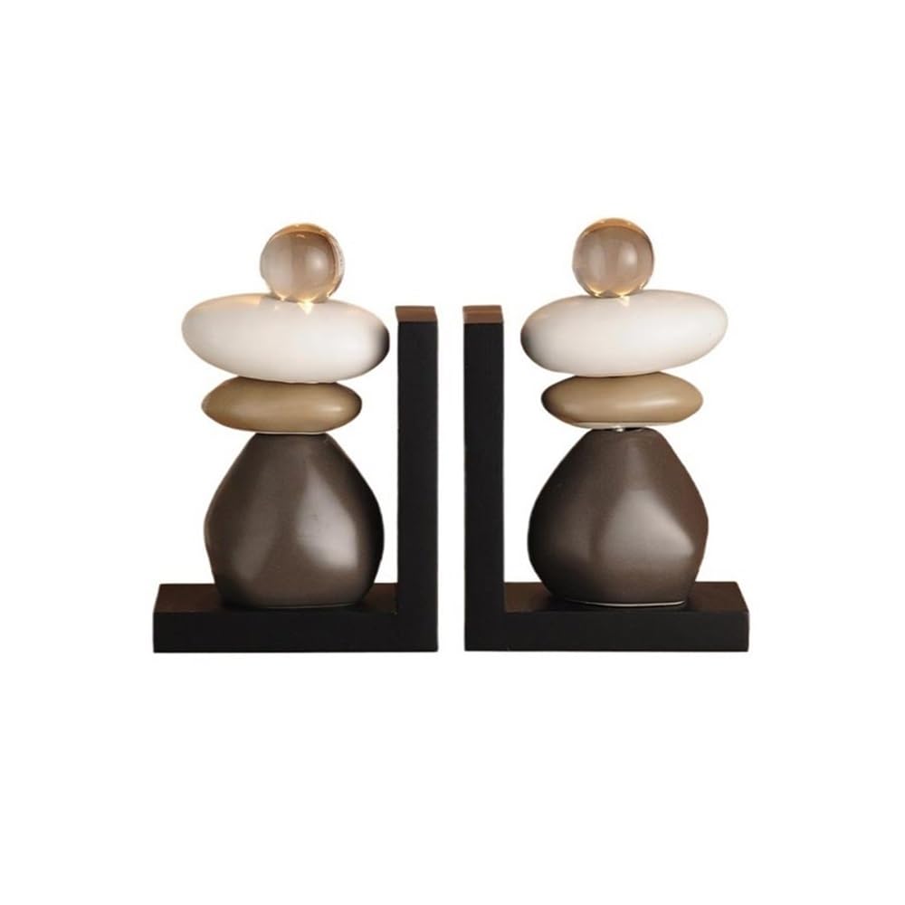 Shelves Chinese Ceramic Bookends, Large for Heavy Books, Aesthetic Decorative Book Ends Book Support