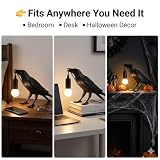 Shandaglo Raven Lamp Gothic Decor, Black Crow Table Lamp with LED Bulb, Unique Dark Aesthetic Night Light for Bedroom Desk, Halloween Home Decoration Gift