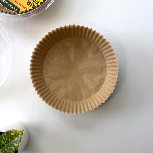Image of Round Air Fryer Paper Liners 6.3 Inch, 100 Sheets, Silicone Coated, 100% Virgin Wood Pulp, Oil & Water Proof, Shape Retaining, Non-Stick Disposable Parchment Paper for 2.5-4.7L Air Fryers