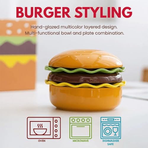 Assiettes à Hamburger vaisselle céramique micro-ondes snack dessert - 6