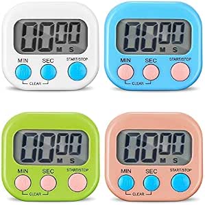 4 Minuteurs De Cuisine Magnétiques - LCD, Alarme 96dB | Pour Cuisson, Sport, Étude - Blanc