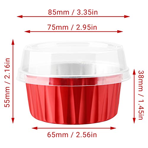 Eusoar Cupcake Liners Aluminum With Lids, 100Pcs 5Oz 125Ml Aluminum Foil Muffin Liners Cups, Disposable Aluminum Foil Cupcake Baking Cups Ramekins Holders Cases Boxes Pans With Lids #TOP3