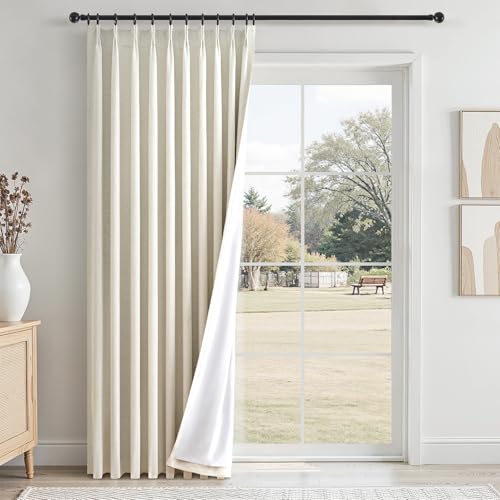 Topfinel 102 Inch Birch Blackout Curtains1 Panel,Autumn Double Layer Linen